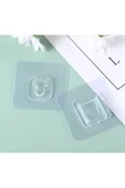 SRY Shopping Çift Taraflı Yapışkanlı Geçmeli Klips Eşya Sabitleme Askısı Şeffaf Duvar Kancası 2'li Set - 4