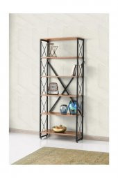 Erezoğulları Mobilya Modern Tarz Ahşap Metal 5 Raflı Kitaplık 80x30x180 80lik3271 - 1