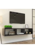 Egecan Mobilya Siyah 140 cm Tv Ünitesi Tv Sehpası Tv Standı Duvar Rafı Kitaplık - 2