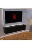 Egecan Mobilya Siyah 110 Cm Tv Ünitesi Tv Sehpası Duvar Rafı Kitaplık - 1