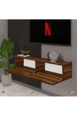 Egecan Mobilya Ceviz 110 Cm Tv Ünitesi Tv Sehpası Duvar Rafı Kitaplık - 3