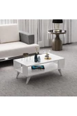 Egecan Mobilya Beyaz 90 Cm Orta Sehpa Salon Oturma Odası Sehpası Ayaklı Orta Sehpa - 2