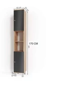 Egecan Mobilya 6 Raflı Banyo Boy Dolabı Havlu Dolabı Erzak Dolabı Banyo Dolabı Safir Meşe - 5