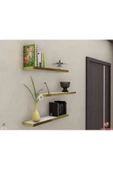 Egecan Mobilya Beyaz Gold Uçan Duvar Rafı 3 Lü Set Gizli Raf 50-50-50 - 2