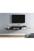 Egecan Mobilya Siyah 100 Cm Tv Ünitesi Tv Standı Duvar Rafı Kitaplık - 2