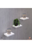 Egecan Mobilya Beyaz Uçan Duvar Rafı 3 Adet Dekoratif Raf Çiçeklik Mumluk Dekoratif Çiçeklik - 1