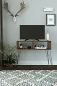 Egecan Mobilya Ceviz Salon Oturma Odası Tv Ünitesi Tv Sehpası Ayaklı Tv Ünitesi Tv Standı Kitaplık Duvar Rafı - 1