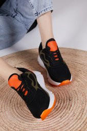 Unisex Siyah Turuncu Spor Ayakkabı V2901 - 3