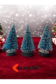 Yenigeldi 3 Adet 10 Cm Pırıltılı Mavi Yılbaşı Ağacı T16 - 1