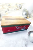 Yenigeldi 1 Adet Metal Yılbaşı Süsü Ahşap Kesme Tahtalı Ekmek Kutusu , Ölçüleri 30*20*11 Cm Çok Amaçlı Kutu - 1