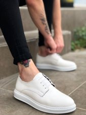 Diadof BA0003 Bağcıklı Klasik Beyaz Kalın Taban Casual Erkek Ayakkabı - 3