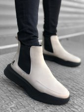 Diadof BA0150 Bağcıksız Bantlı Erkek Yüksek Taban Bej Spor Bot - 9