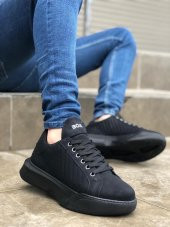 Diadof BA0162 Bağcıklı Erkek Model Dikişli Yüksek Taban Siyah Spor Ayakkabı - 3