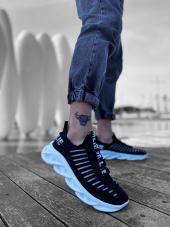 Diadof BA0602 Phantom Yüksek Taban Tarz Sneakers Siyah Beyaz Erkek Spor Ayakkabısı - 4