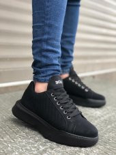 Diadof BA0162 Bağcıklı Erkek Model Dikişli Yüksek Taban Siyah Spor Ayakkabı - 2