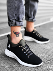 Diadof BA0601 Bağcıklı Rahat Yüksek Taban Siyah Kamuflaj Casual Erkek Spor Ayakkabı - 7