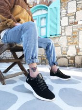 Diadof BA0601 Bağcıklı Rahat Yüksek Taban Siyah Kamuflaj Casual Erkek Spor Ayakkabı - 9