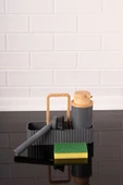 Bambu Desenli Fırçalı ve Sünger Hazneli Sıvı Sabunluk, Standlı Mutfak Banyo Deterjanlığı - 8