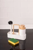 Bambu Desenli Fırçalı ve Sünger Hazneli Sıvı Sabunluk, Standlı Mutfak Banyo Deterjanlığı - 2