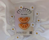 Kız Çocuk Portakal Meyveli 2'li Toka Seti Hand Made Örgü Toka - 2