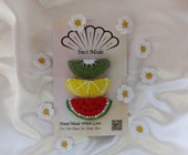 Kız Çocuk Kivi Limon Karpuz Meyveli 3'lü Toka Seti Hand Made Renkli Örgü Toka - 2