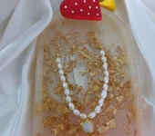 Sedef Dolgulu Altın Kaplama Gerçek İnci Tasarım Kolye El Yapımı thumbnail 1