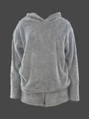 Kadın Uzun Kollu Meow Kedi Nakışlı Kapşonlu Peluş Sweat Ve Short Ikili Takım - 2