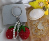 Çilekli İncili Anahtarlık Amigurumi El Yapımı - 1