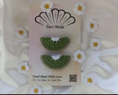 Kız Çocuk Kivi Meyveli 2'li Toka Seti Hand Made Yeşil Örgü Toka - 1