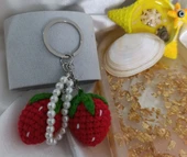 Çilekli İncili Anahtarlık Amigurumi El Yapımı - 2