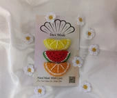 Kız Çocuk Limon Karpuz Portakal Meyveli 3'iü Toka Seti Hand Made Örgü Toka thumbnail 2