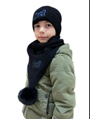 Benittokids Çocuk Yazı Detaylı Bere Atkı Takımı 7018 thumbnail 6