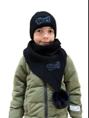 Benittokids Çocuk Yazı Detaylı Bere Atkı Takımı 7018 thumbnail 1