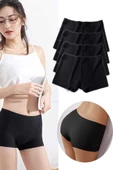 4 Adet Kadın Dikişsiz Görünmez İz Yapmaz Mini Şort Boxer Siyah thumbnail 1