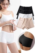 4 Adet Kadın Dikişsiz Görünmez İz Yapmaz Mini Şort Boxer Siyah Beyaz Ten thumbnail 1