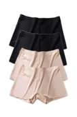 4 Adet Kadın Dikişsiz Görünmez İz Yapmaz Mini Şort Boxer Siyah Ten thumbnail 2