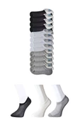 Siyah Gri ve Beyaz Erkek Görünmez Çorap 12 çift thumbnail 1