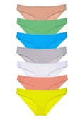 7 adet Süper Eko Set Likralı Kadın Slip Külot Çok Renkli thumbnail 1