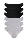 6 adet Süper Eko Set Likralı Kadın Slip Külot Siyah Gri thumbnail 1