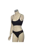 Pedli İp Askılı Yarım Atlet Büstiyer Külot Takım Siyah thumbnail 2