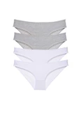 4 adet Süper Eko Set Likralı Kadın Slip Külot Gri Beyaz thumbnail 1