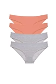 4 adet Süper Eko Set Likralı Kadın Slip Külot Pudra Gri thumbnail 1