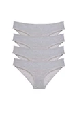4 adet Süper Eko Set Likralı Kadın Slip Külot Gri thumbnail 1
