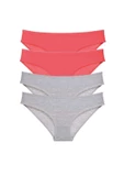 4 adet Süper Eko Set Likralı Kadın Slip Külot Fuşya Gri thumbnail 1