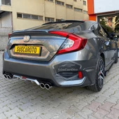 Honda Civic FC5 2016-2021 Araca Özel Siyah Gri Arka Difüzör Tırnaklı 4 Yuvarlak Egzoz Çıkışlı Arka Tampon Eki İthal 1.Sınıf - 10