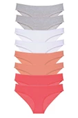 8 adet Süper Eko Set Likralı Kadın Slip Külot Gri Beyaz Pudra Fuşya thumbnail 1