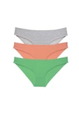 3 adet Süper Eko Set Likralı Kadın Slip Külot Gri Pudra Yeşil thumbnail 1
