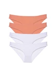 4 adet Eko Set Likralı Kadın Slip Külot Pudra Beyaz thumbnail 1