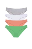 4 adet Süper Eko Set Likralı Kadın Slip Külot Gri Beyaz Pudra Yeşil thumbnail 1
