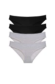 4 adet Süper Eko Set Likralı Kadın Slip Külot Siyah Gri thumbnail 1